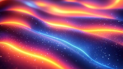 Obraz premium Colorful Abstract Waves with Glowing Lines and Sparkling Stars