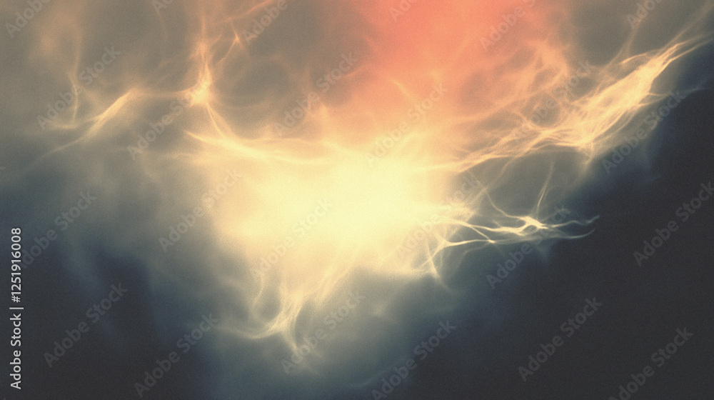 Poster abstract fiery light patterns in dark misty background