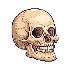 Adobe Illustrator Artwork Human skull pixel art icon design.