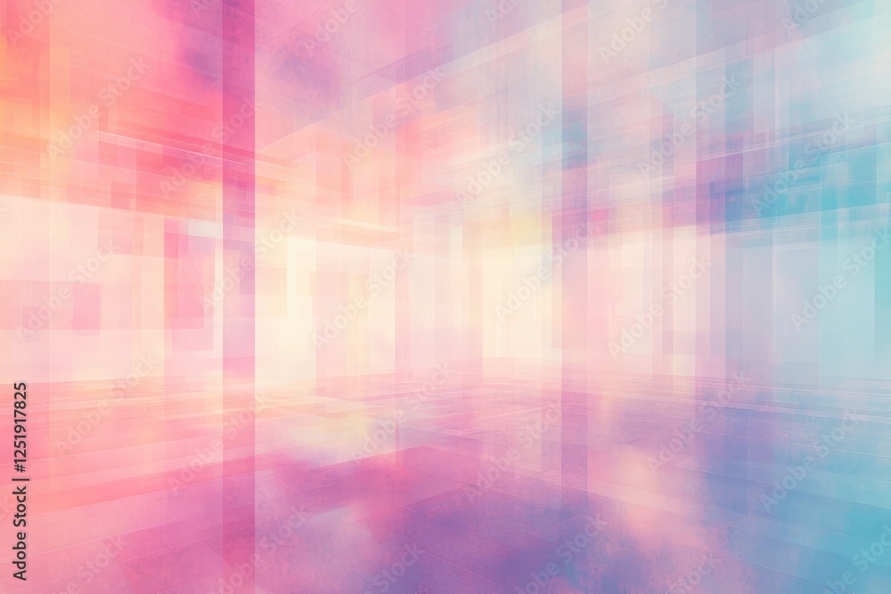 Poster abstract pastel geometric shapes creating blurred dimensional background texture