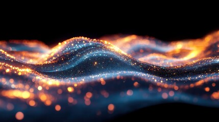 Fototapeta premium Abstract waves of glowing particles creating a mesmerizing visual effect