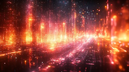 Fototapeta premium Digital complexity represented as layered luminous grids in high resolution detail