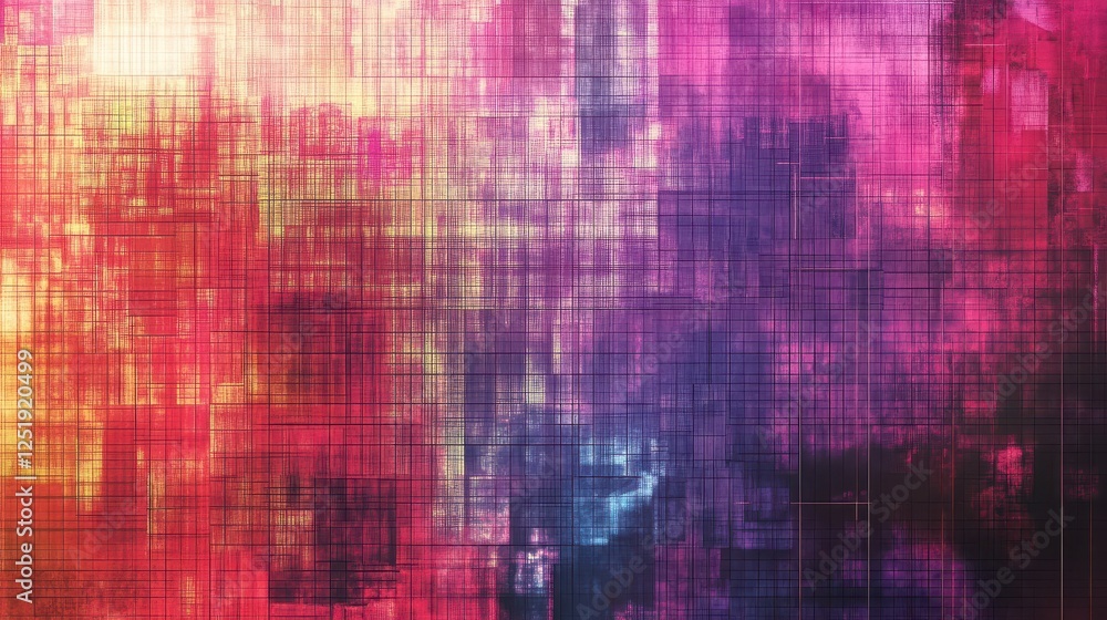 Poster abstract multicolored background showing a digital texture and grid pattern