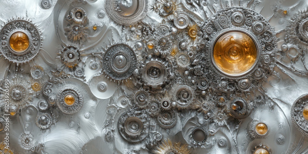 Aufkleber intricate silver and gold abstract patterns create a mesmerizing artwork
