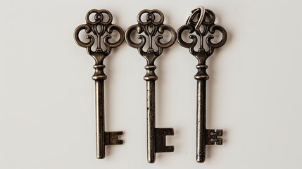 Three keys on a keychain against a white background