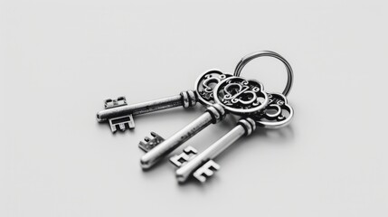 Three silver keys on a keychain