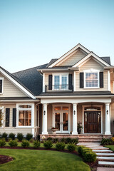 Luxury Family Home Exterior: Modern Architectural Design, Elegant Facade, and Dream Home Landscaping