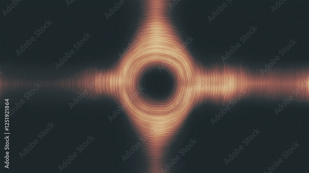 Poster abstract golden ripple pattern with symmetrical waves and central void