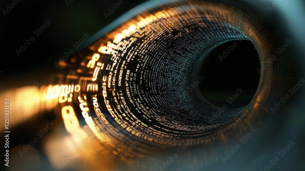 Poster a futuristic digital matrix with particles forming a grid, creating an abstract cyber space environm