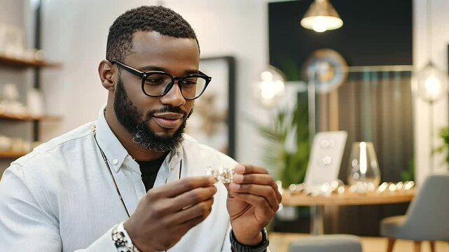 Pawnshop Owner Assessing Jewelry for Fast Cash Transaction