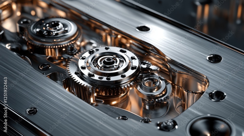 Aufkleber intricate metal gears and cogs working within a larger mechanism