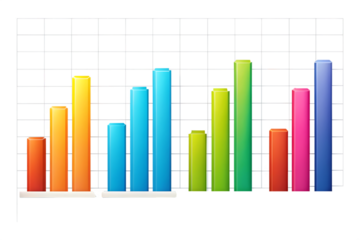Colorful 3D Bar Graph Illustration isolated on white background as transparent. PNG. AI GENERATED.