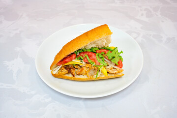 Lavash zurna doner kebab ( zurna  durum )  or shawarma sliced in plate isolated.  hatay usulu tavuk Et doner durum. Gobit ekmek arasi doner. Pilavustu iskender doner kebap. 