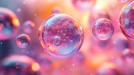 Naklejka premium Beautiful closeup of microscopic biological cells with a glasslike translucent effect in multicolor tones