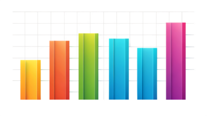 Colorful 3D Bar Graph Illustration isolated on white background as transparent. PNG. AI GENERATED.
