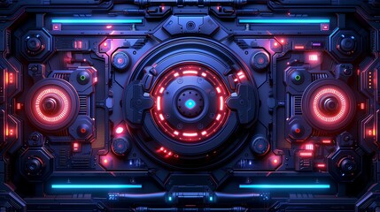 Fototapeta premium Microchip close-up with beautiful light. Puce électronique, processeur en gros plan avec une belle lumière.