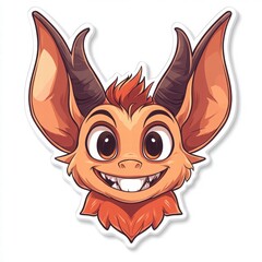 Orange Cartoon Creature Head Portrait
