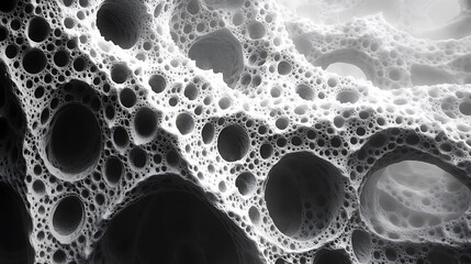 Ultra modern high contrast image of cellular clusters forming mesmerizing organic patterns