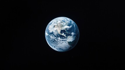 Naklejka premium Earth from Space, Stunning Blue Planet, Vast Black Background, Scientific Image, Educational Use