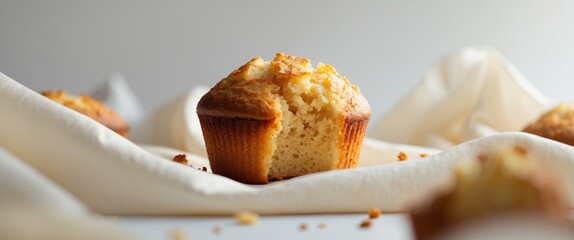 deliciously golden muffin with bite marks