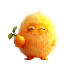 Fluffy 3D Cartoon Character Winking with One Eye - Isolated on Transparent Background