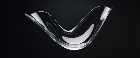 Abstract glass shape on black background.