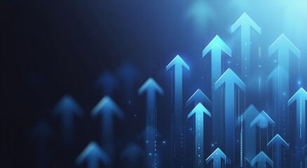 Dynamic blue arrows representing growth and progress in technology and business environments