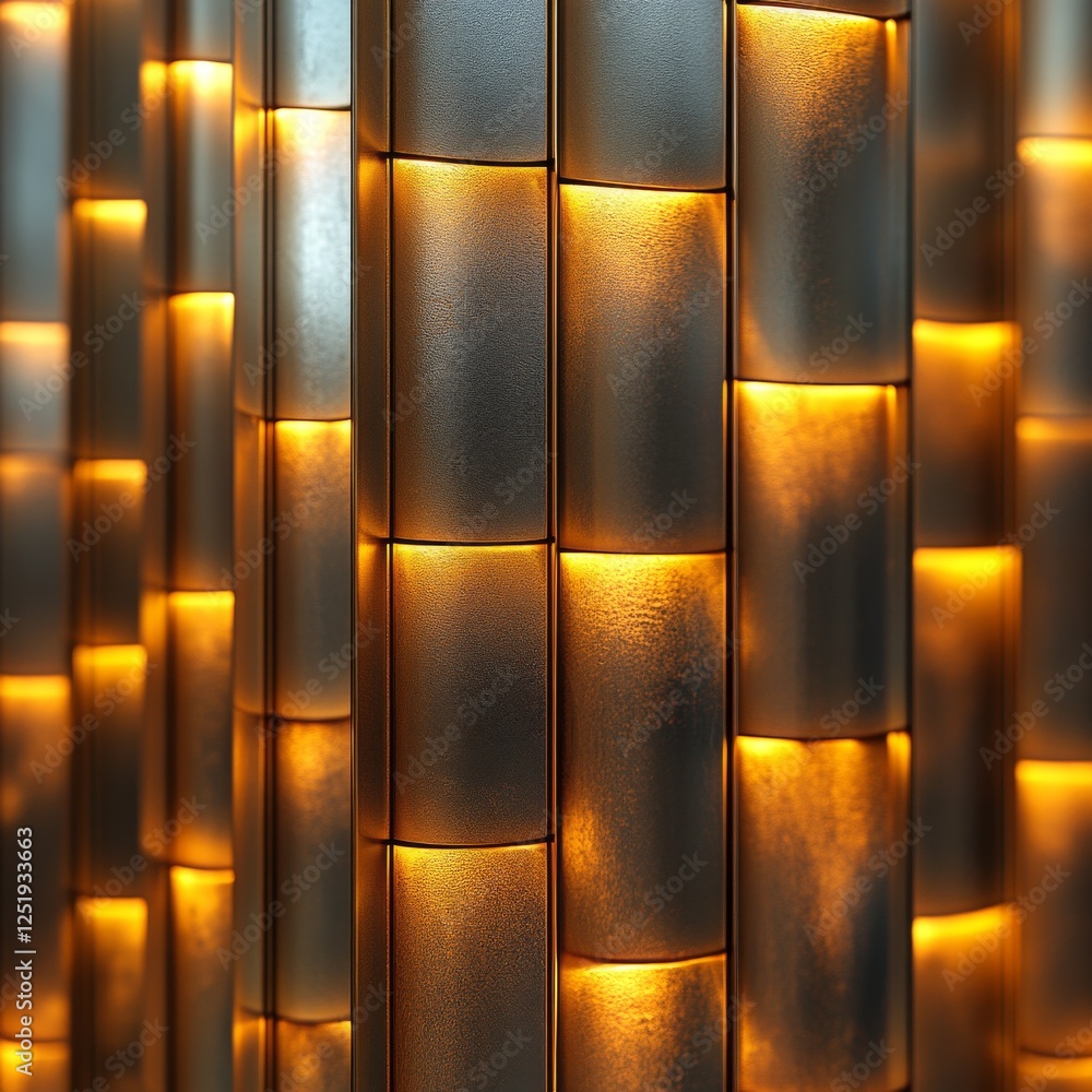 Poster radiant golden grid: geometric design with intricate bars illuminating the pattern