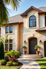 Luxury Brick House Exterior: Modern Home Design, Landscaping, and Architecture