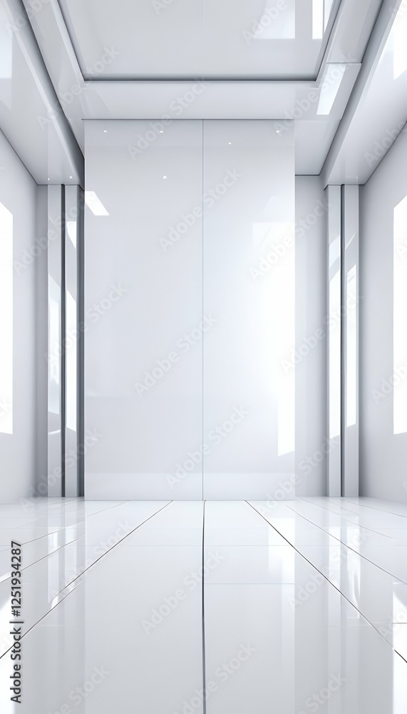 Aufkleber 3d white architecture render illustration room glossy background abstract white architecture abstrac