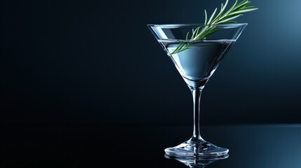 A martini glass with a leaf on top of it