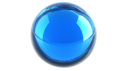Vibrant blue sphere with transparent background
