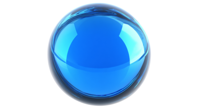Vibrant blue sphere with transparent background