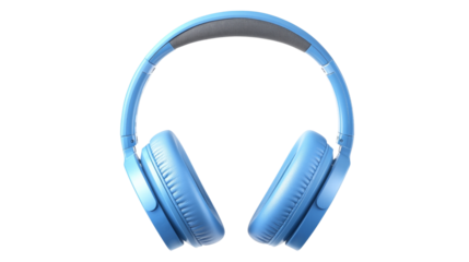 Stylish blue headphones on transparent background