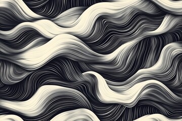 Fototapeta premium Abstract pattern of flowing lines in monochrome design creates a dynamic visual effect