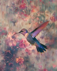 Fototapeta premium Graceful Hummingbird in Flight: Capturing Motion and Elegance of Nature's Jewel
