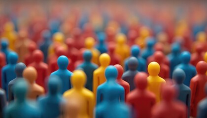 Colorful crowd of human figures, demographic shifts, investment opportunities. Aging population, urbanization, rural economy, growth data analysis. Financial statistics trend forecast, risk