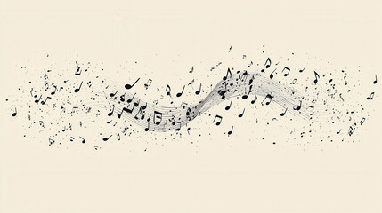 Obraz premium Dynamic wave of musical notes in a minimalist and elegant design creating visual rhythm