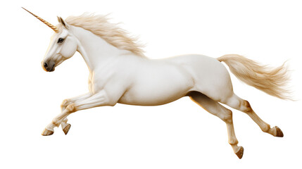 White unicorn galloping with transparent background