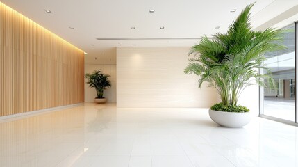 Modern Empty Office Lobby with Plants (3)