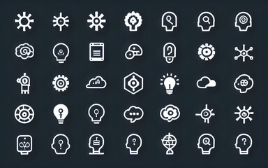 AI icons including brain, robot, and machine learning symbols