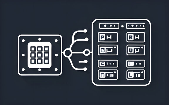 Machine learning model icon with data inputs