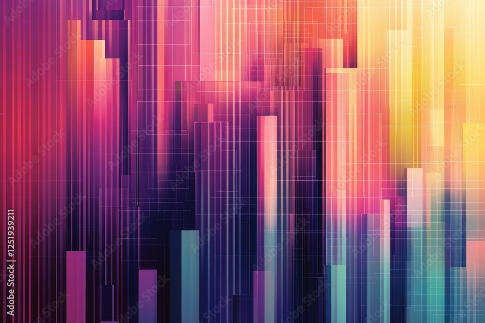 Aufkleber abstract colorful background with vertical lines and geometric shapes