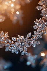 Radiant Beauty: A Close-Up View of Intricate Diamond Necklace in Exquisite Detail