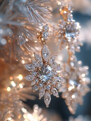 Obraz premium Exquisite Macro View of Detailed Diamond Earrings Sparkling in Elegance and Brilliance