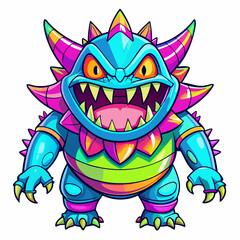 Fototapeta premium monster in neon colors isolated vector graphic on white background as print template
