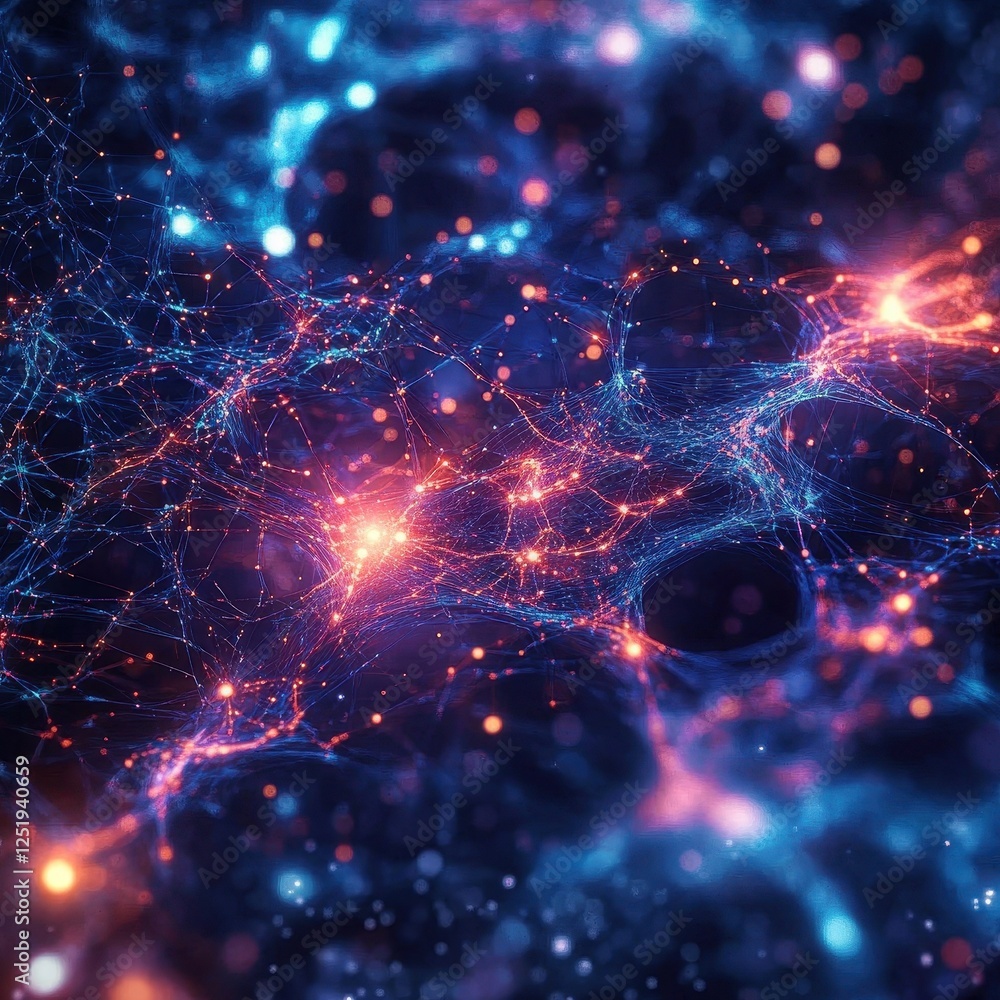 Aufkleber abstract interconnected network featuring glowing nodes and flowing energy