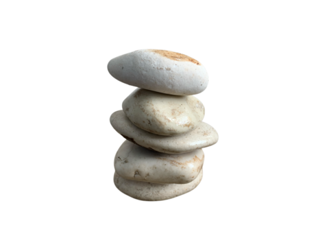 Balanced stack of smooth stones neatly arranged