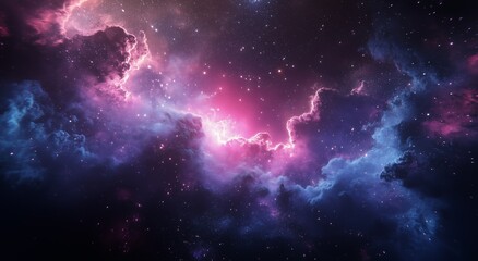 Colorful cosmic clouds illuminated in the vastness of space