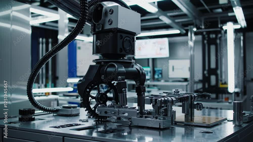Aufkleber high-tech robotic arm operates with precision in an advanced automation laboratory, showcasing cutti